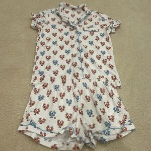 Roller rabbit blue and orange crab pj set
